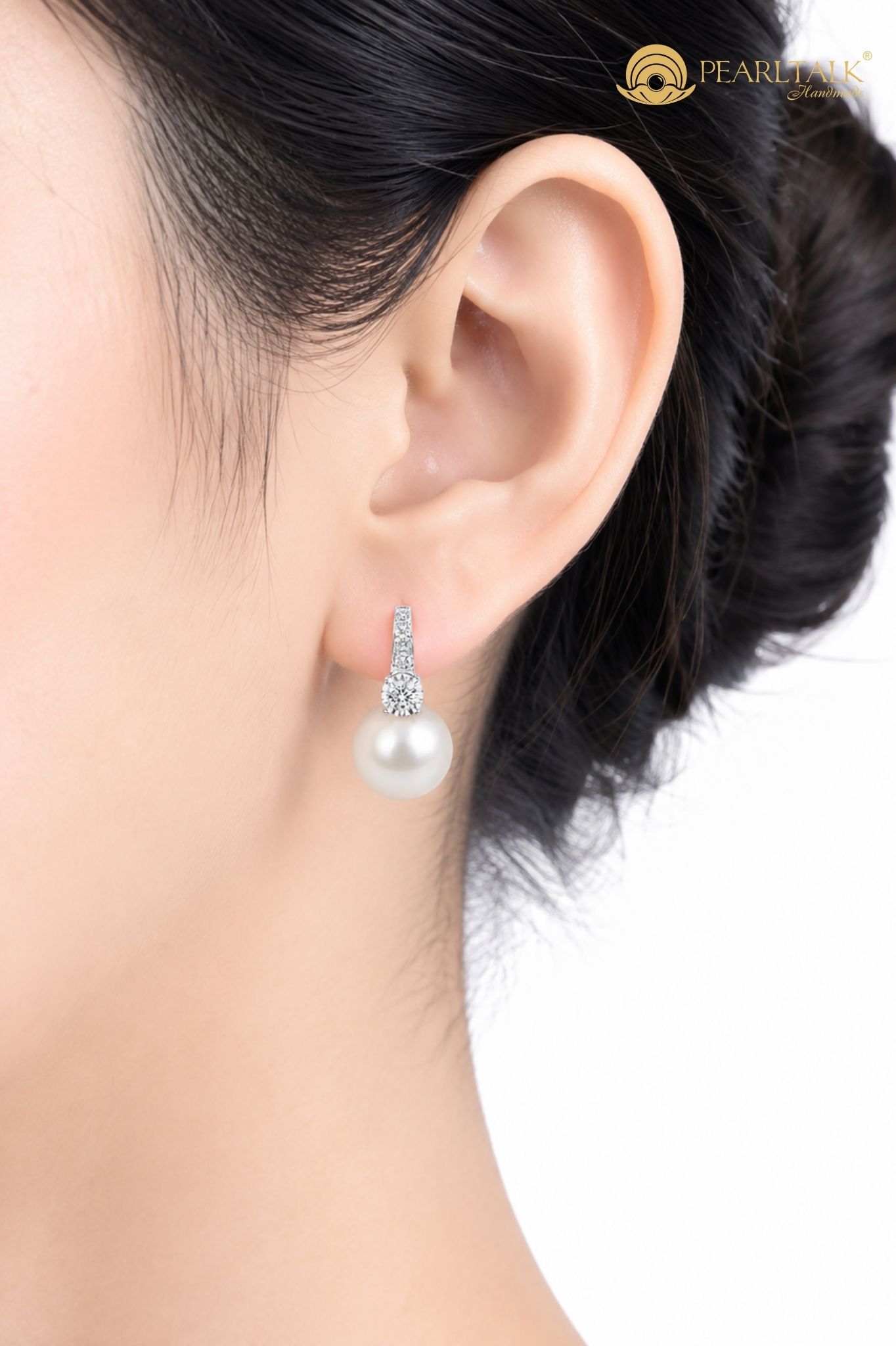 BÔNG TAI NGỌC TRAI TRẮNG TRÒN 9MM